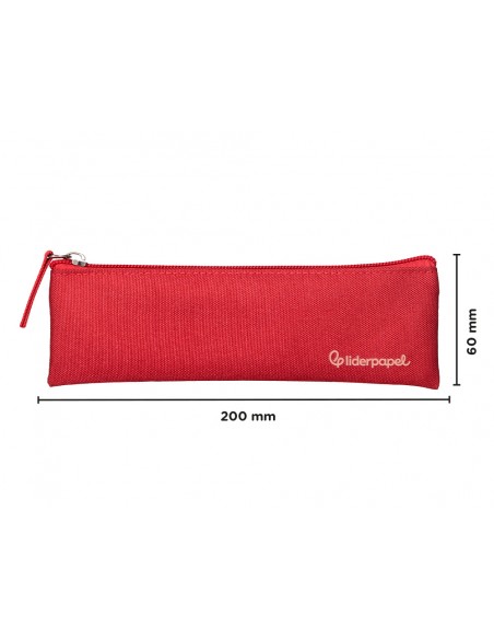Estuche portatodo liderpapel plano estrecho una cremallera 200x60 mm rojo Estuche portatodo liderpapel plano estrecho una cremallera 200x60 mm rojo