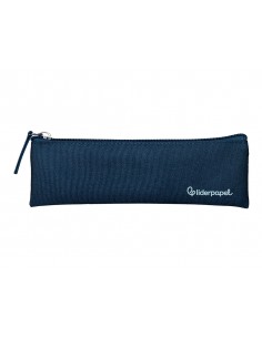 Estuche portatodo liderpapel plano estrecho una cremallera 200x60 mm azul marino