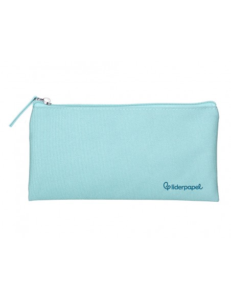 Estuche portatodo liderpapel plano ancho una cremallera 200x100 mm azul celeste