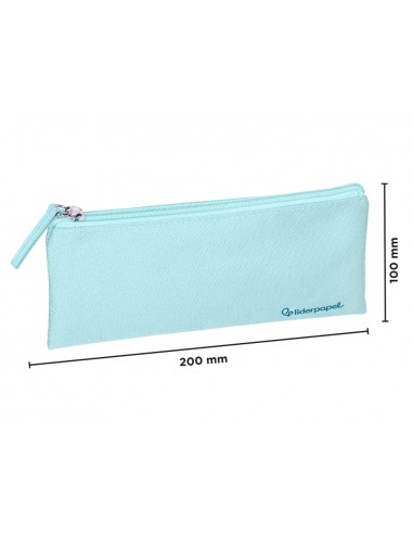 Estuche portatodo liderpapel plano ancho una cremallera 200x100 mm azul celeste