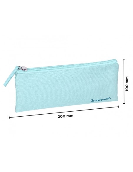 Estuche portatodo liderpapel plano ancho una cremallera 200x100 mm azul celeste