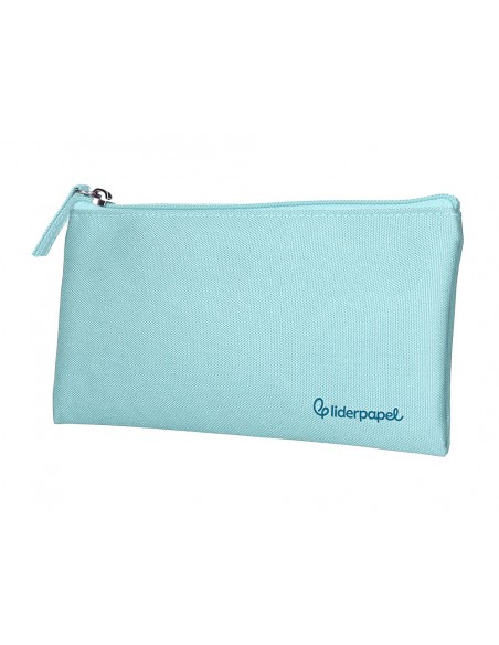 Estuche portatodo liderpapel plano ancho una cremallera 200x100 mm azul celeste