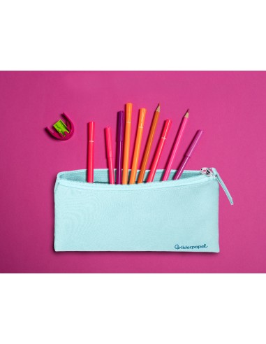 Estuche portatodo liderpapel plano ancho una cremallera 200x100 mm azul celeste