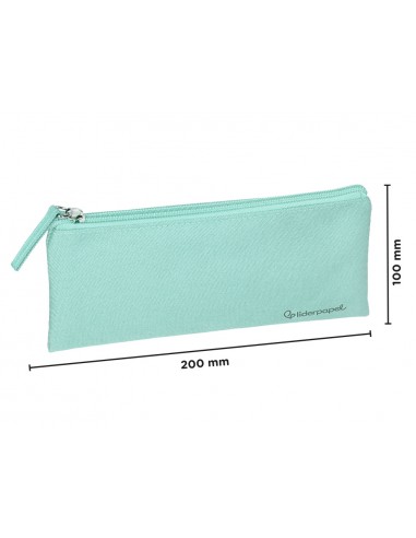 Estuche portatodo liderpapel plano ancho una cremallera 200x100 mm verde manzana