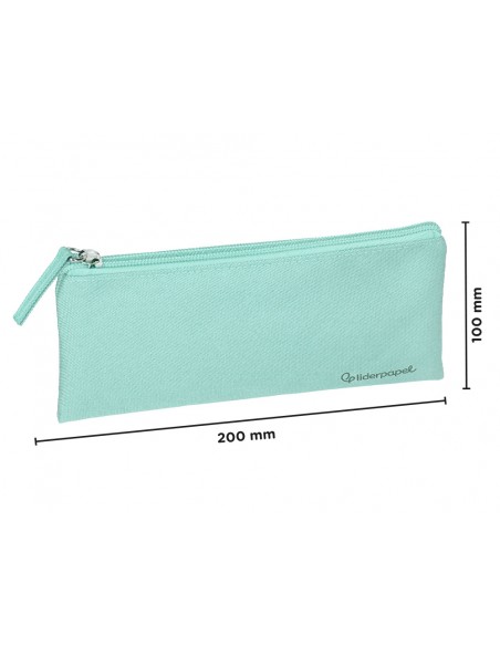 Estuche portatodo liderpapel plano ancho una cremallera 200x100 mm verde manzana