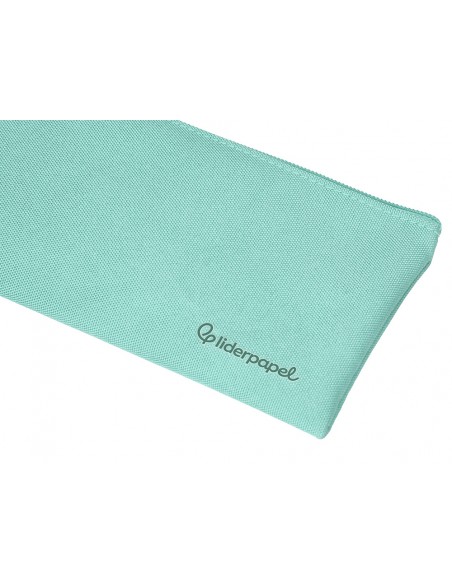 Estuche portatodo liderpapel plano ancho una cremallera 200x100 mm verde manzana