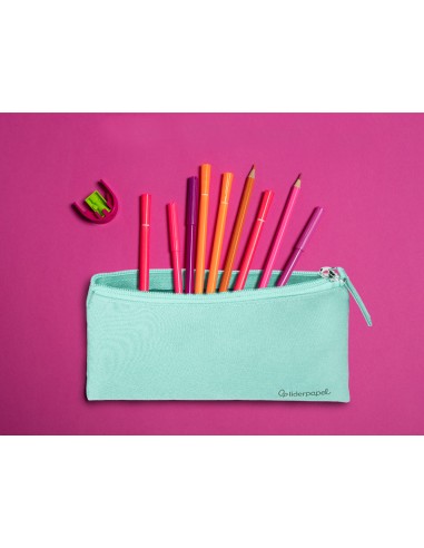 Estuche portatodo liderpapel plano ancho una cremallera 200x100 mm verde manzana