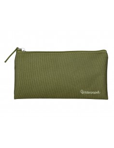 Estuche portatodo liderpapel plano ancho una cremallera 200x100 mm verde militar