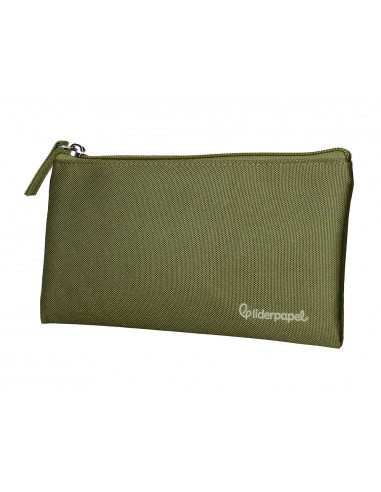 Estuche portatodo liderpapel plano ancho una cremallera 200x100 mm verde militar