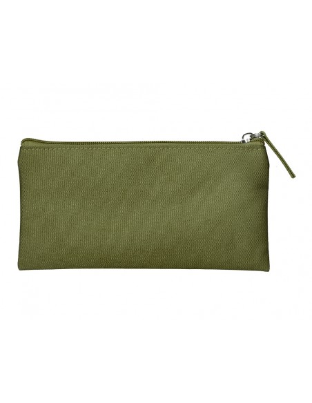 Estuche portatodo liderpapel plano ancho una cremallera 200x100 mm verde militar