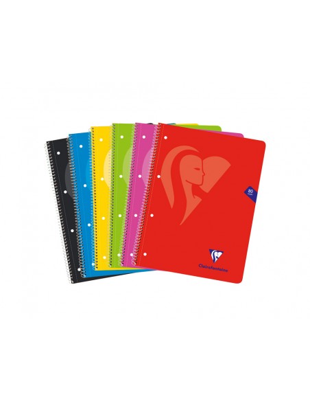 Cuaderno espiral clairefontaine tapa blanda din a4+ micro 80h 4 tal 90 gr cuadro 5 mm colores surtidos