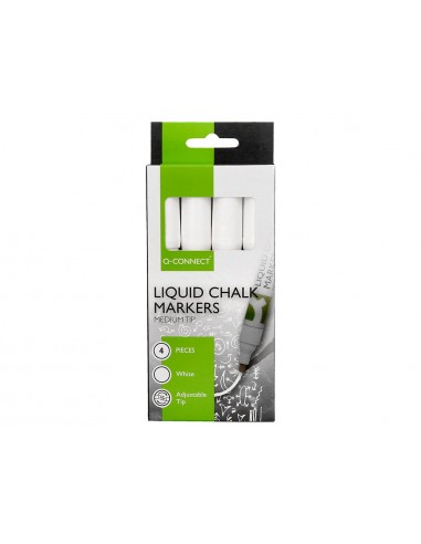 Rotulador q-connect tiza liquida punta redonda trazo 3 mm caja de 4 unidades color blanco