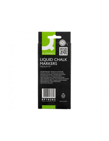 Rotulador q-connect tiza liquida punta redonda trazo 3 mm caja de 4 unidades color blanco