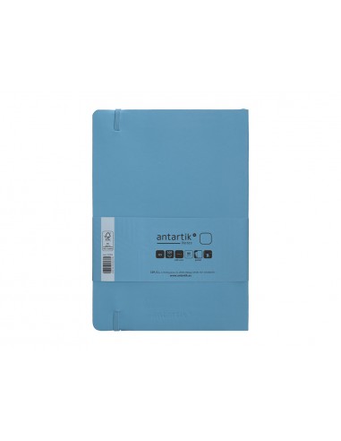 Cuaderno con gomilla antartik notes tapa blanda a5 hojas lisas azul claro 80 hojas 80 gr fsc