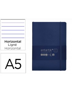 Cuaderno con gomilla antartik notes tapa blanda a5 hojas rayas azul marino 80 hojas 80 gr fsc