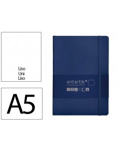 Cuaderno con gomilla antartik notes tapa blanda a5 hojas lisas azul marino 80 hojas 80 gr fsc