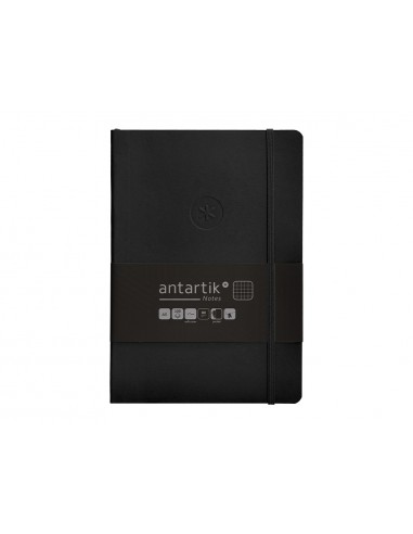 Cuaderno con gomilla antartik notes tapa blanda a5 hojas cuadricula negro 80 hojas 80 gr fsc