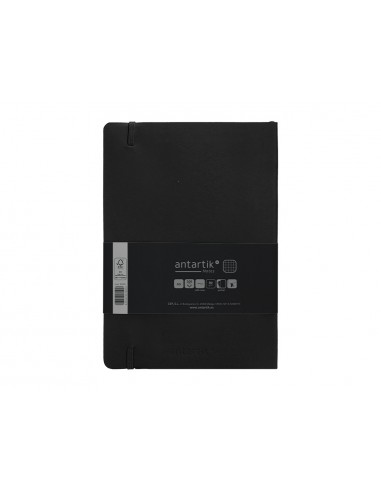 Cuaderno con gomilla antartik notes tapa blanda a5 hojas cuadricula negro 80 hojas 80 gr fsc