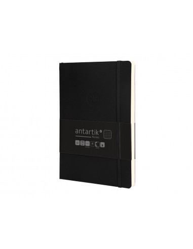 Cuaderno con gomilla antartik notes tapa blanda a5 hojas cuadricula negro 80 hojas 80 gr fsc