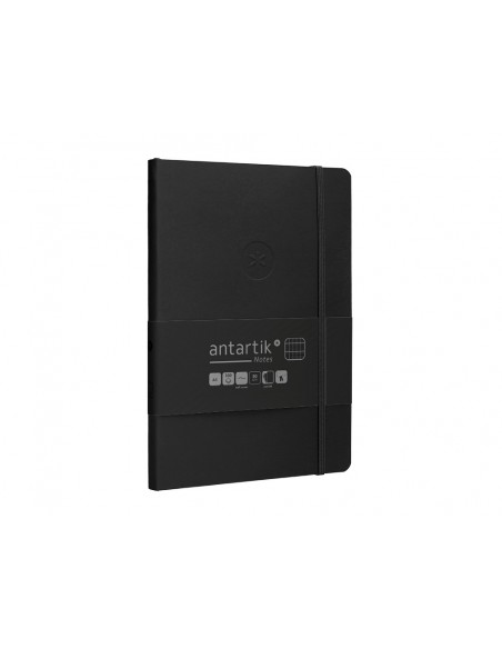 Cuaderno con gomilla antartik notes tapa blanda a5 hojas cuadricula negro 80 hojas 80 gr fsc