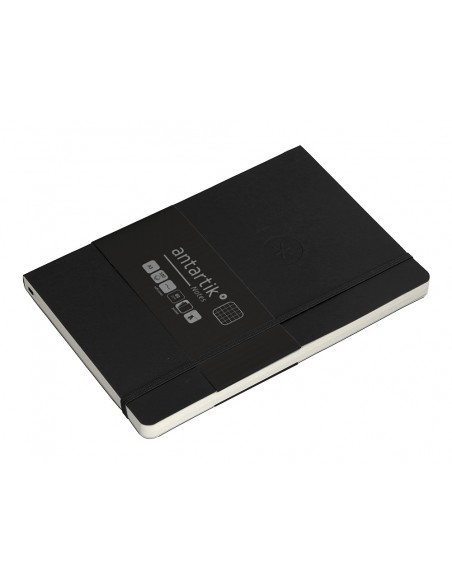 Cuaderno con gomilla antartik notes tapa blanda a5 hojas cuadricula negro 80 hojas 80 gr fsc