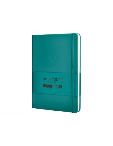 Cuaderno con gomilla antartik notes tapa dura a5 hojas cuadricula verde aguamarina 100 hojas 80 gr