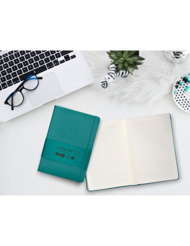 Cuaderno con gomilla antartik notes tapa dura a5 hojas cuadricula verde aguamarina 100 hojas 80 gr