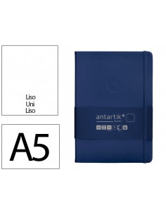 Cuaderno con gomilla antartik notes tapa dura a5 hojas lisas azul marino 100 hojas 80 gr fsc