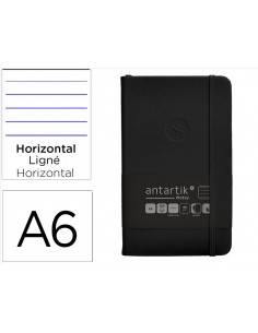 Cuaderno con gomilla antartik notes tapa dura a6 hojas rayas negro 100 hojas 80 gr fsc