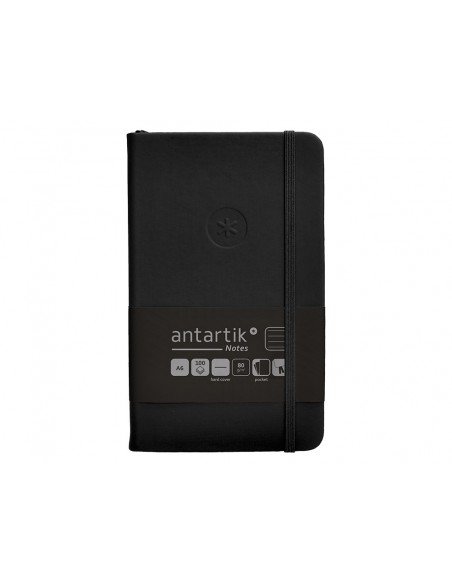 Cuaderno con gomilla antartik notes tapa dura a6 hojas rayas negro 100 hojas 80 gr fsc