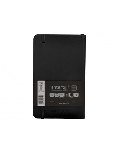 Cuaderno con gomilla antartik notes tapa dura a6 hojas rayas negro 100 hojas 80 gr fsc