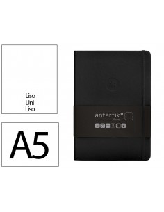 Cuaderno con gomilla antartik notes tapa dura a5 hojas lisas negro 100 hojas 80 gr fsc