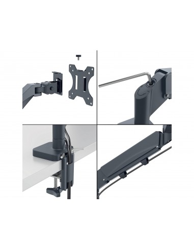 Brazo para monitor leitz ergo spacesaving dual gris oscuro