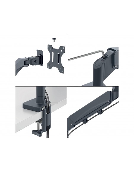 Brazo para monitor leitz ergo spacesaving dual gris oscuro
