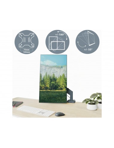 Brazo para monitor leitz ergo spacesaving dual gris oscuro