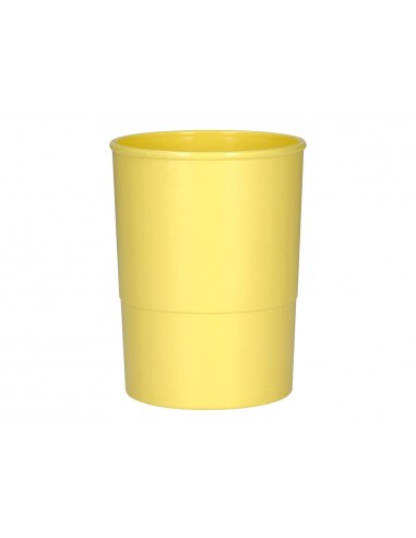Cubilete portalapices q-connect amarillo pastel opaco plastico diametro 75 mm alto 100 mm