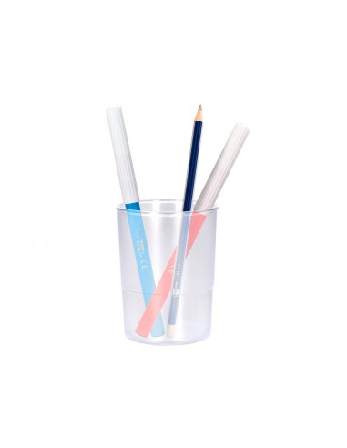 Cubilete portalapices q-connect transparente plastico diametro 75 mm alto 100 mm