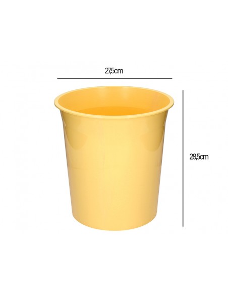 Papelera plastico q-connect amarillo pastel opaco 13 litros 275x285 mm