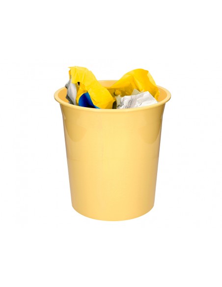 Papelera plastico q-connect amarillo pastel opaco 13 litros 275x285 mm