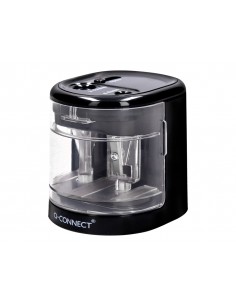 Sacapuntas q-connect kf14568 electrico de sobremesa cable usb/4 pilas aa afila cuchilla diametros de 6 a 12mm dos usos