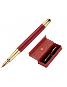 Pluma belius soiree aluminio color art deco granate y dorado tinta azul caja de diseño