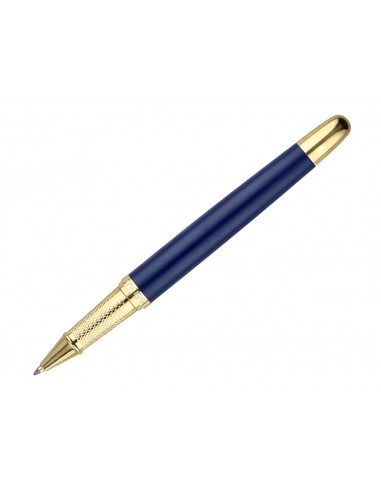 Boligrafo y estuche belius soiree color azul marino y dorado tinta azul caja de diseño
