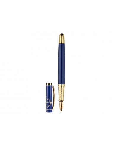 Pluma belius soiree aluminio color art deco azul marino y dorado tinta azul caja de diseño