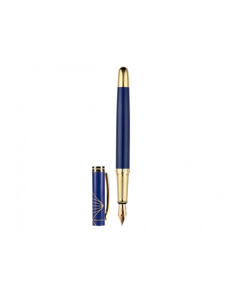 Pluma belius soiree aluminio color art deco azul marino y dorado tinta azul caja de diseño