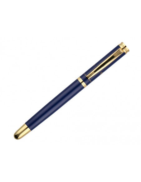 Pluma belius soiree aluminio color art deco azul marino y dorado tinta azul caja de diseño
