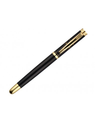 Boligrafo belius soiree aluminio color art deco negro y dorado tinta azul caja de diseño