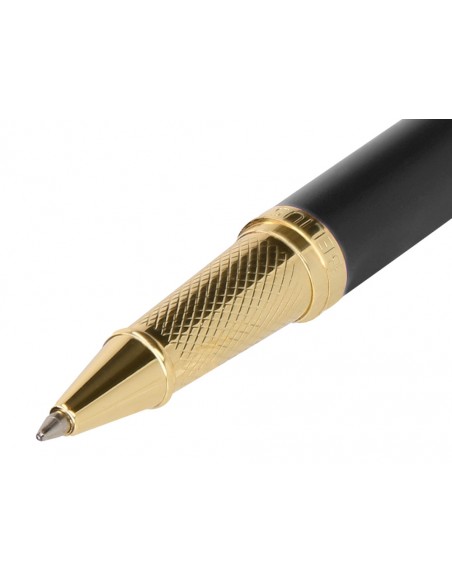 Boligrafo belius soiree aluminio color art deco negro y dorado tinta azul caja de diseño