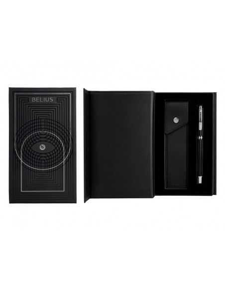 Boligrafo y estuche belius turbo aluminio textura punteada negro y plateado tinta azul caja de diseño Boligrafo y estuche belius turbo aluminio textura punteada negro y plateado tinta azul caja de diseño