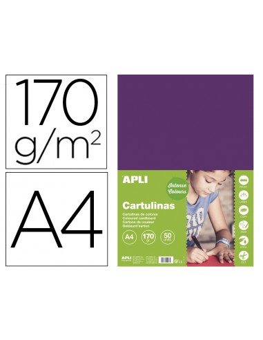 Cartulina apli din a4 170g/m2 morado paquete de 50 hojas