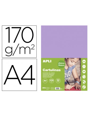 Cartulina apli din a4 170g/m2 violeta paquete de 50 hojas